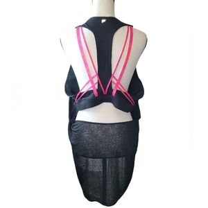 Fabletics Black Backless Dress with Pink Strappy Back